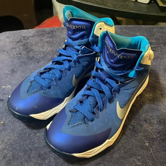 women’s Nike hyperquickness size 8 blue white sneakers athletic shoes hi top - Picture 2 of 9